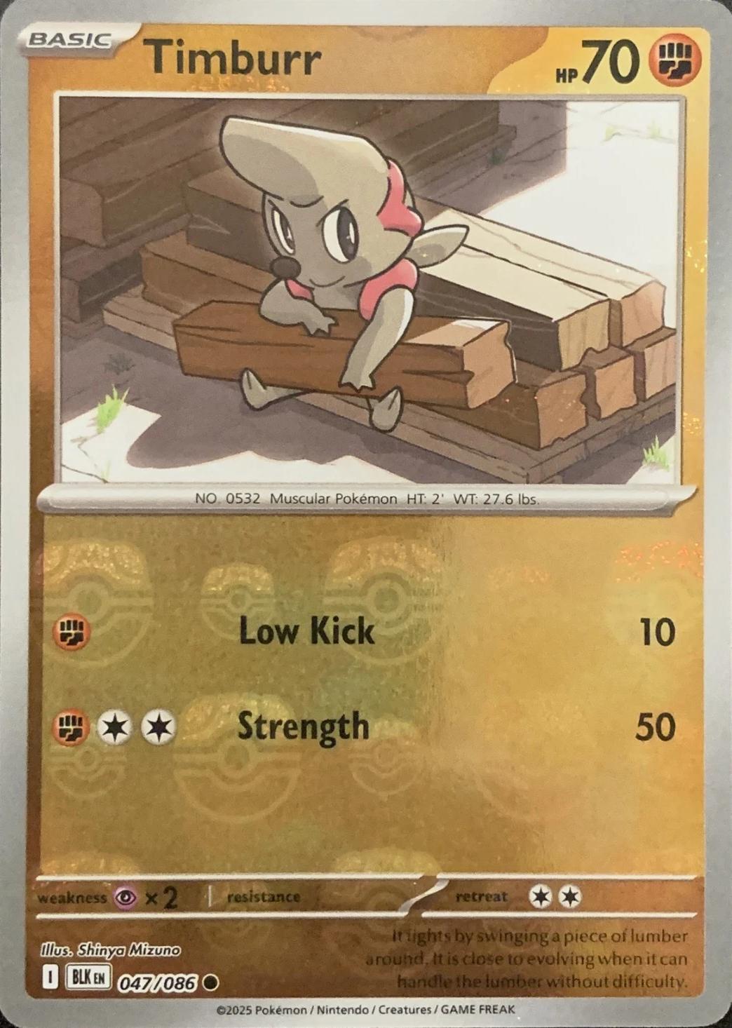 Black Bolt Timburr [Master-Ball] Pokémon card